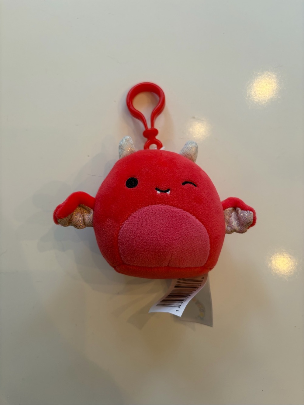 Squishmallow Halloween Clip-On Mini Karlie‎ the Red Bat Devil